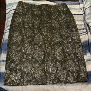 J. Crew Olive Metallic Textured Pencil Skirt